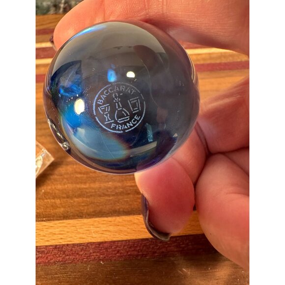 Baccarat Solid Blue Crystal Egg on Pedestal. - Picture 5 of 11